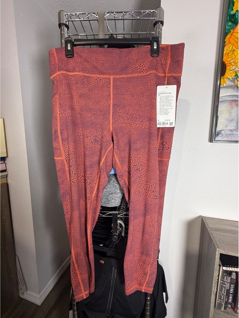 Lululemon Invigorate HR Tight 25" Leggings Crackle Glaze Orange Larkspur Size 18